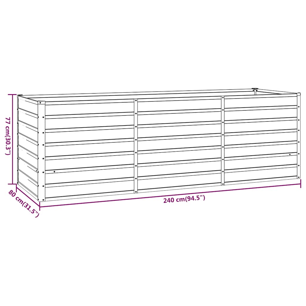 Povišena vrtna gredica boja hrđe 240 x 80 x 77 cm čelik COR-TEN