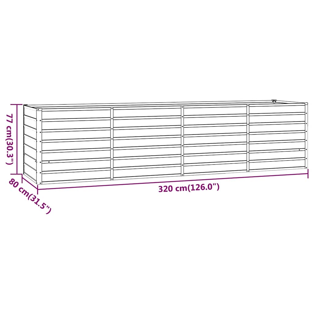 Povišena vrtna gredica boja hrđe 320 x 80 x 77 cm čelik COR-TEN