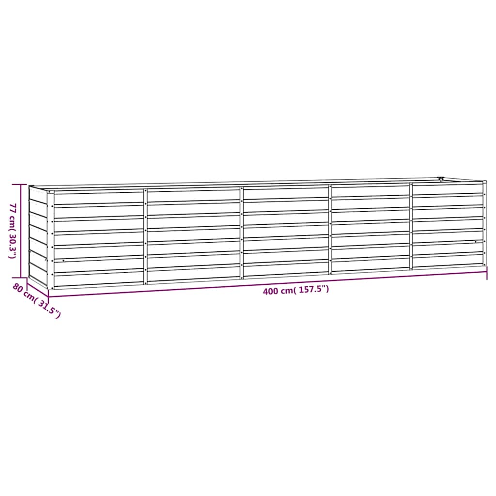 Povišena vrtna gredica boja hrđe 400 x 80 x 77 cm čelik COR-TEN
