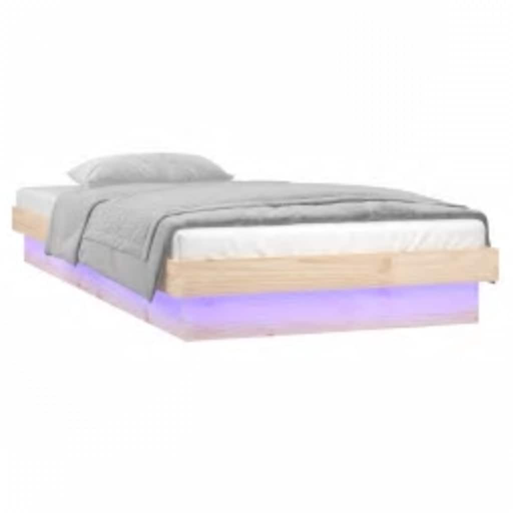 LED okvir za krevet 100 x 200 cm od masivnog drva