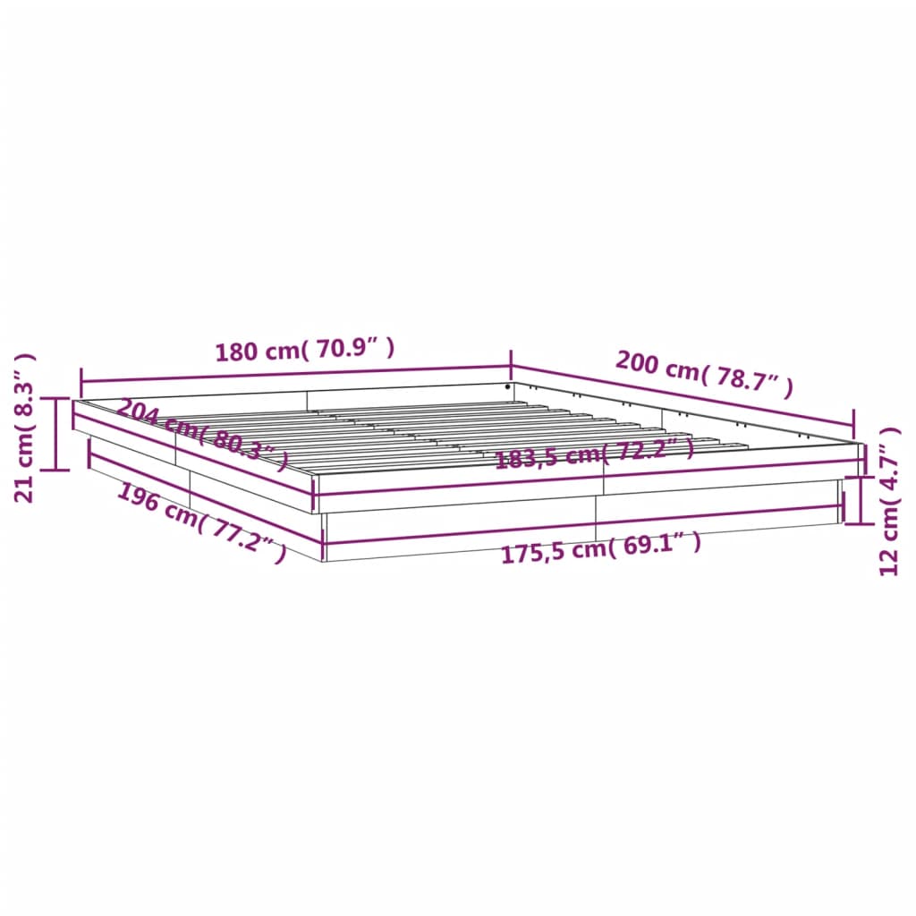 LED okvir kreveta bijeli 180x200 cm veliki bračni masivno drvo