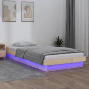 LED okvir kreveta 75 x 190 cm za jednu osobu od masivnog drva