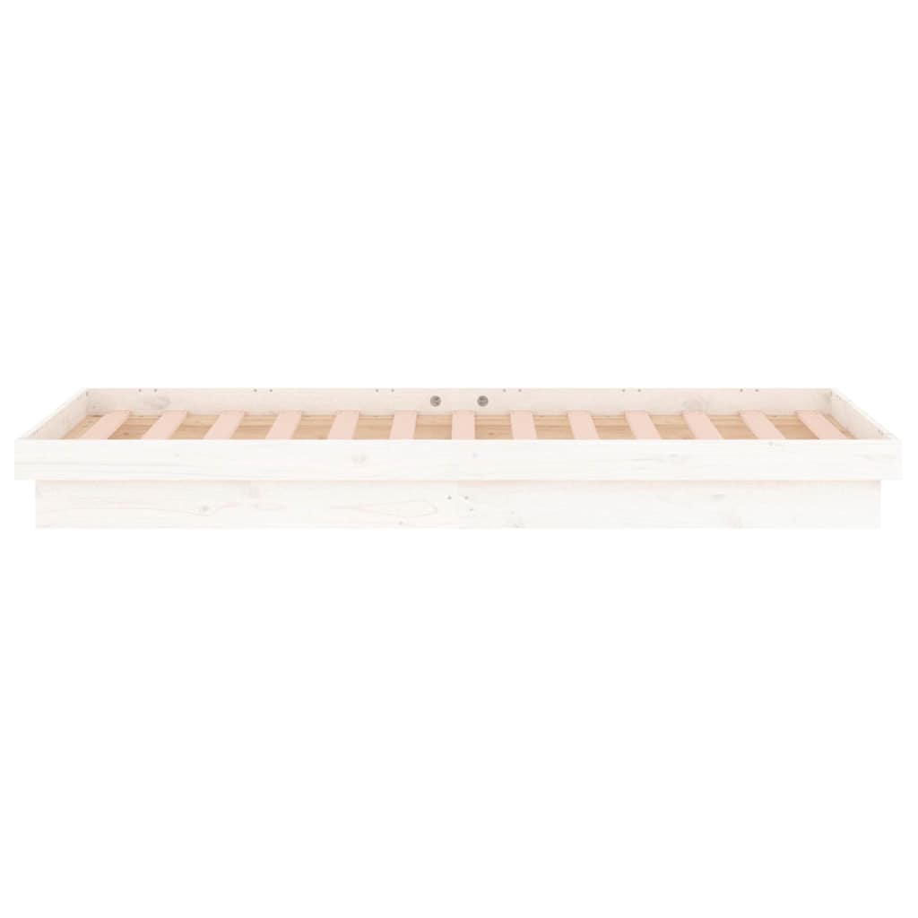 LED okvir kreveta bijeli 75x190 cm za jednu osobu masivno drvo