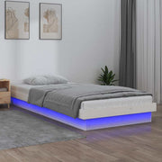 LED okvir kreveta bijeli 75x190 cm za jednu osobu masivno drvo