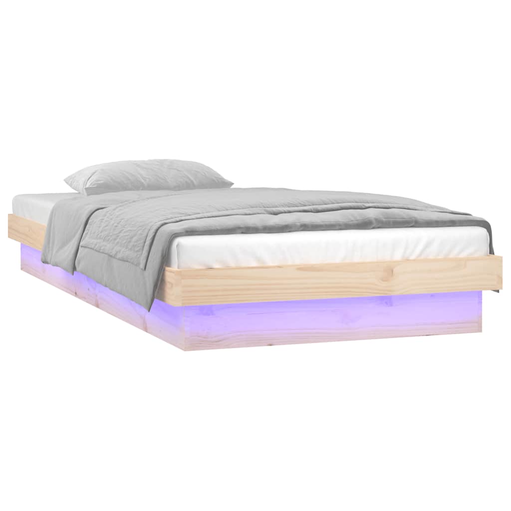 LED okvir kreveta 90 x 190 cm mali od masivnog drva