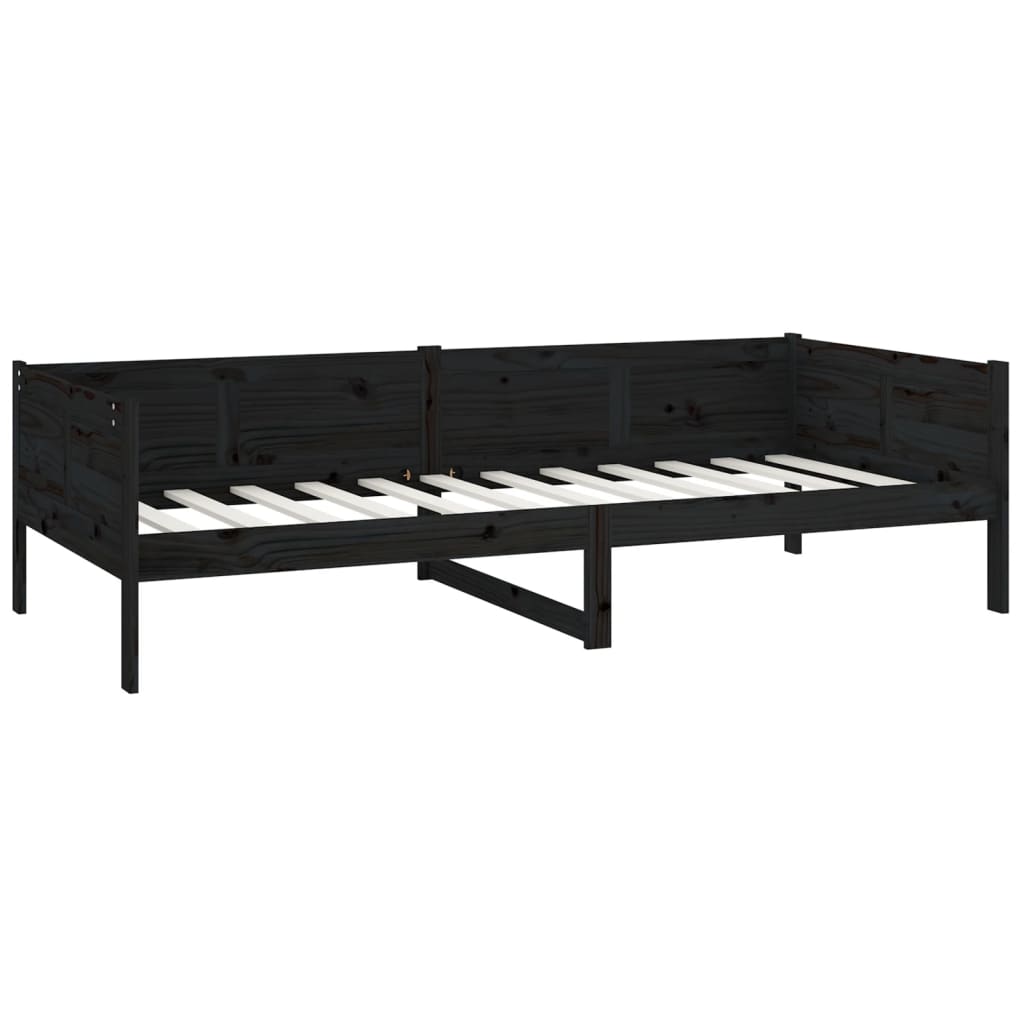 Dnevni ležaj od masivne borovine crni 90 x 190 cm