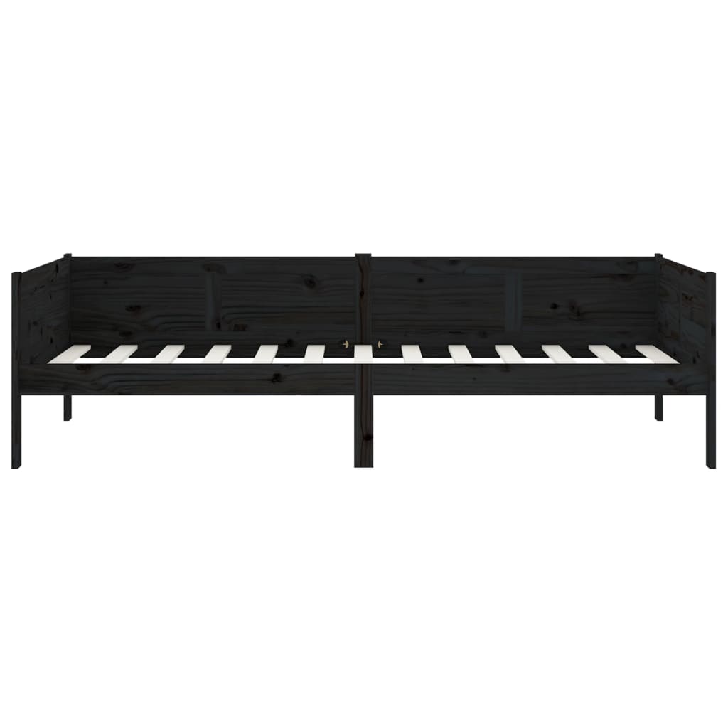 Dnevni ležaj od masivne borovine crni 90 x 190 cm