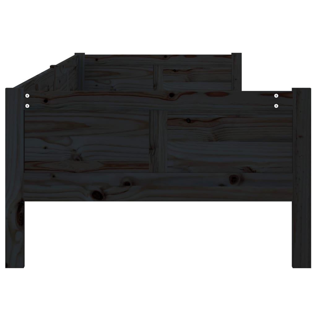 Dnevni ležaj od masivne borovine crni 90 x 190 cm