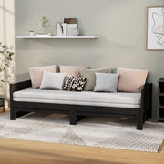 Dnevni ležaj na izvlačenje 2x(90x200) cm crni od borovine