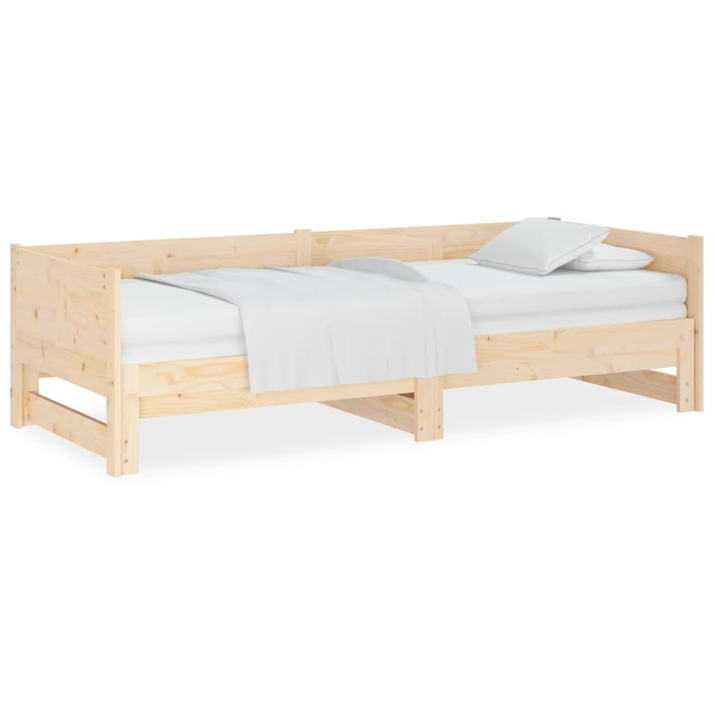 Dnevni krevet na izvlačenje masivna borovina 2x(80x200) cm