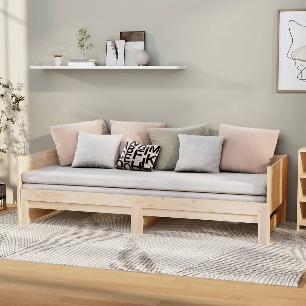 Dnevni krevet na izvlačenje masivna borovina 2x(80x200) cm