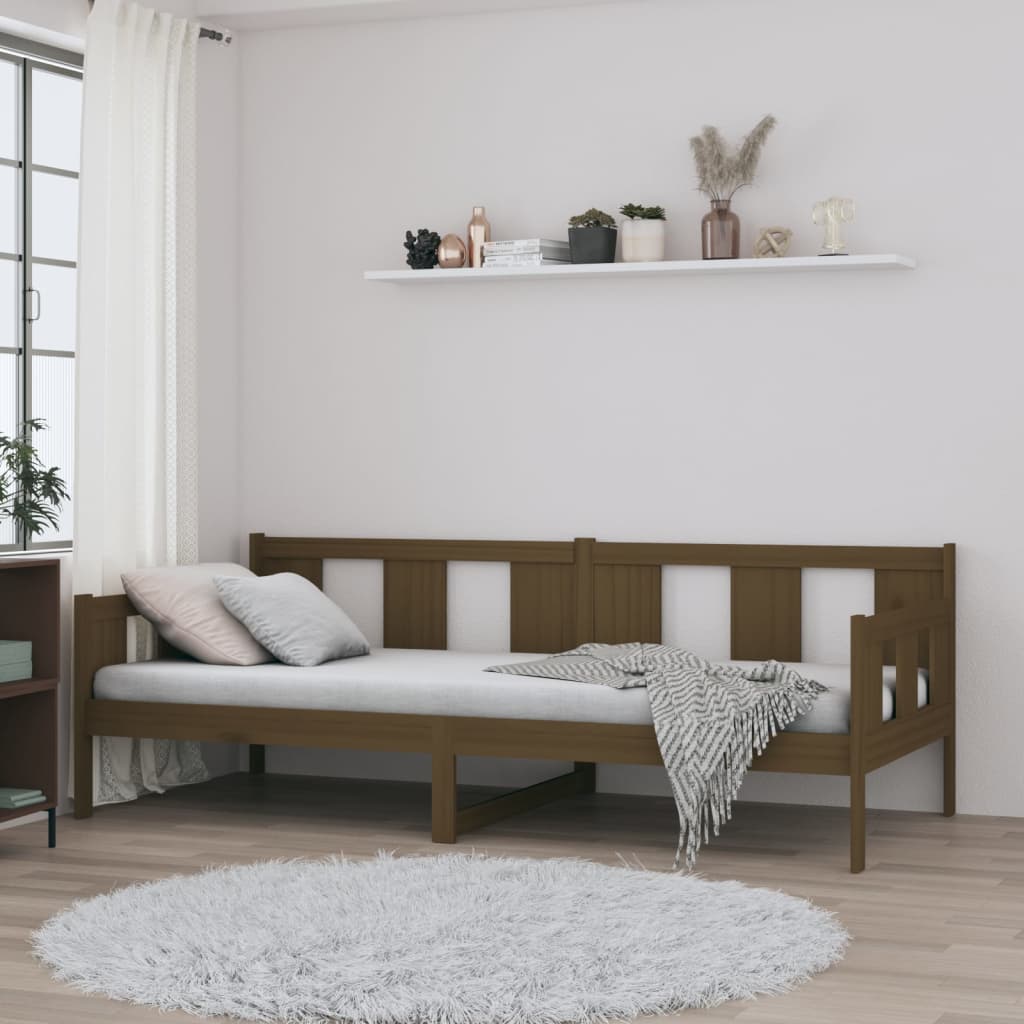 Dnevni ležaj od masivne borovine smeđa boja meda 90 x 200 cm