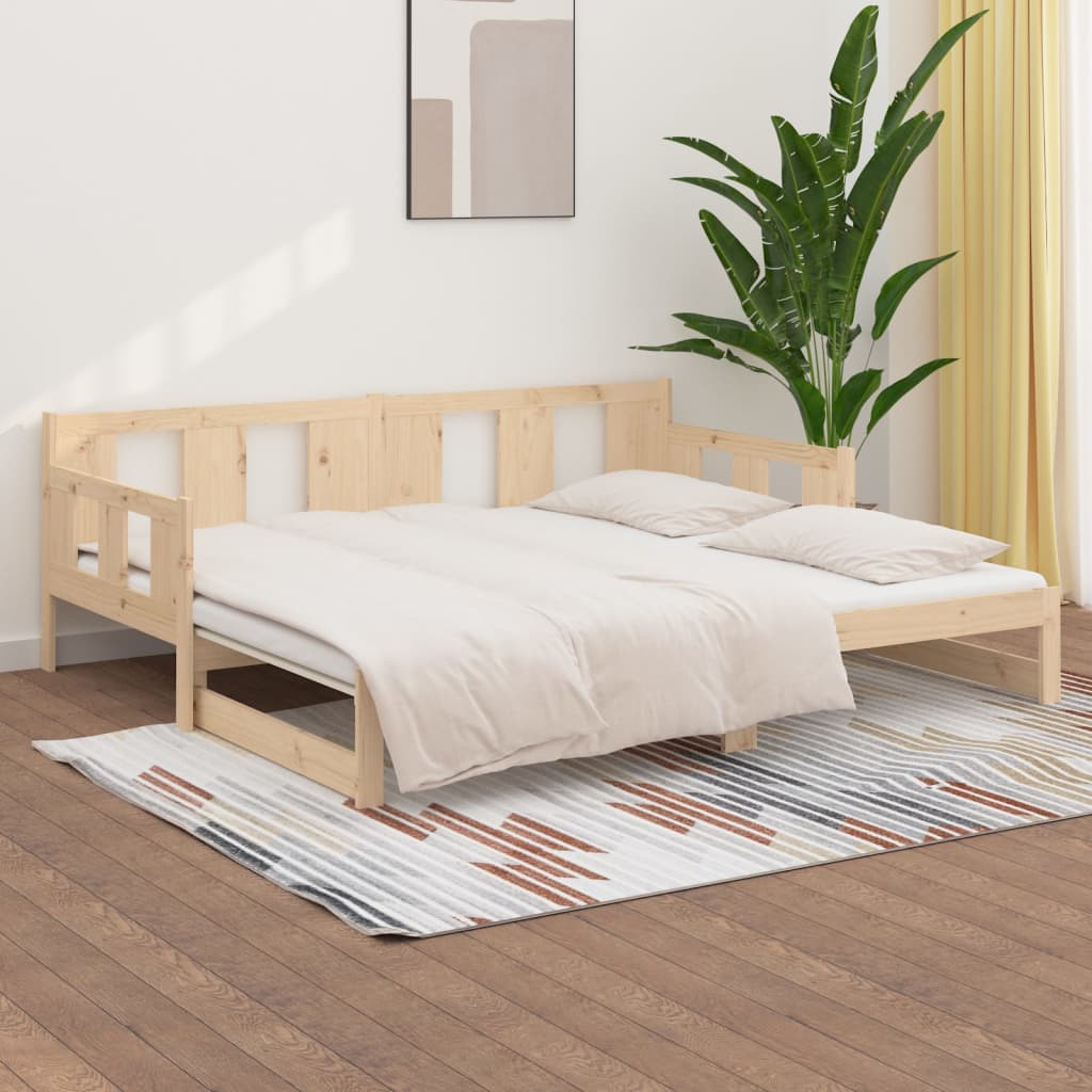 Dnevni krevet na izvlačenje masivna borovina 2x(80x200) cm