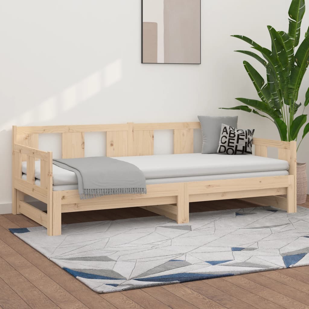 Dnevni krevet na izvlačenje masivna borovina 2x(80x200) cm