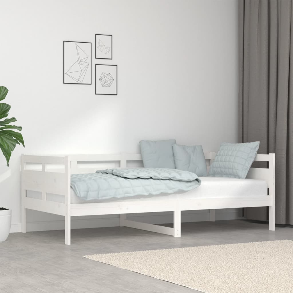 Dnevni ležaj bijeli od masivne borovine 90 x 190 cm
