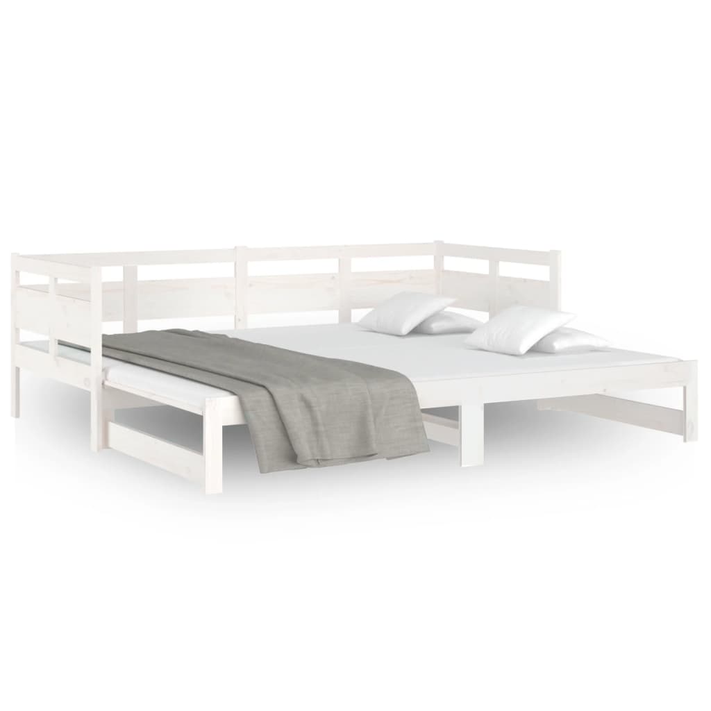 Dnevni ležaj na izvlačenje bijeli 2x(90x200)cm masivna borovina