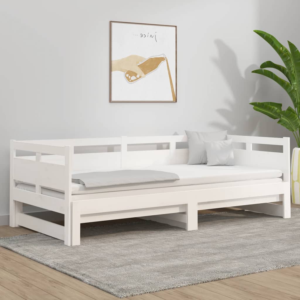 Dnevni ležaj na izvlačenje bijeli 2x(90x200)cm masivna borovina