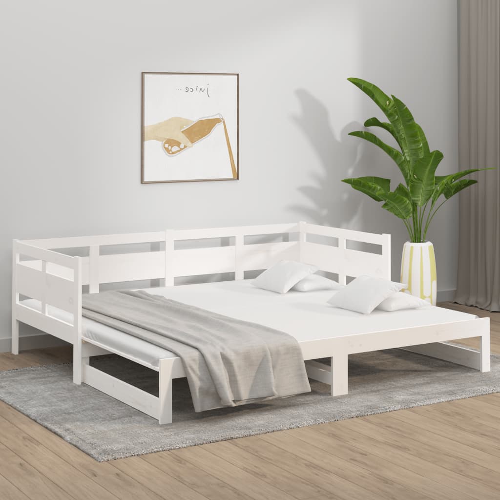 Dnevni ležaj na izvlačenje bijeli 2x(90x190)cm masivna borovina