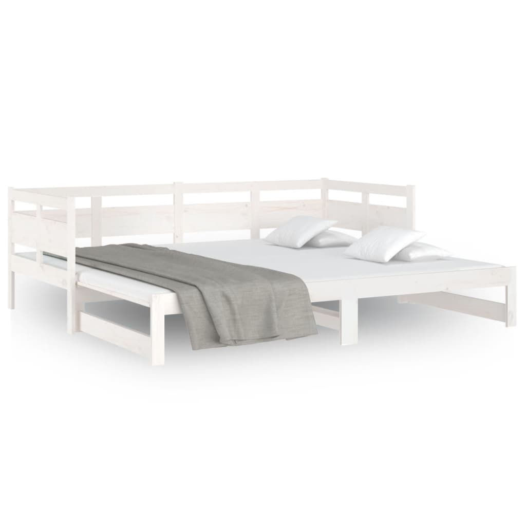 Dnevni ležaj na izvlačenje bijeli 2x(90x190)cm masivna borovina
