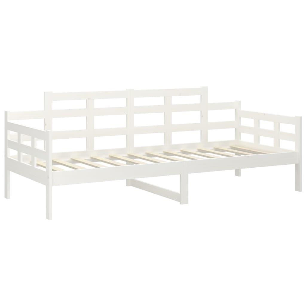 Dnevni ležaj bijeli od masivne borovine 90 x 200 cm