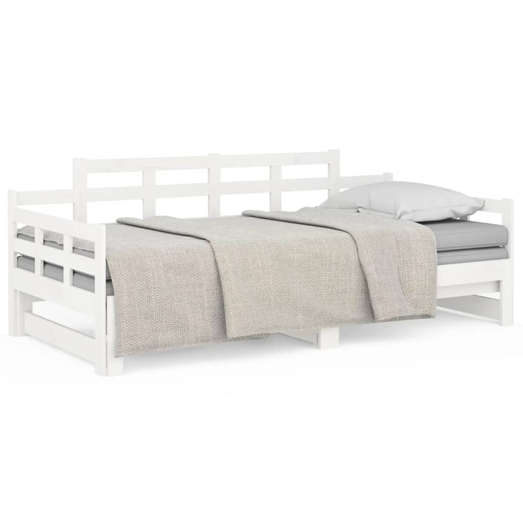 Dnevni ležaj na izvlačenje bijeli 2x(90x200)cm masivna borovina