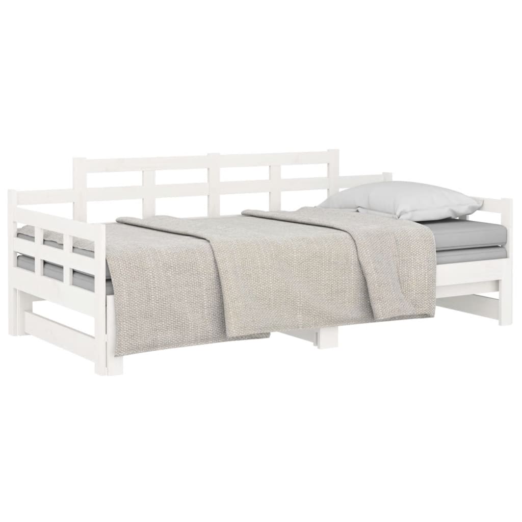 Dnevni ležaj na izvlačenje bijeli 2x(90x200)cm masivna borovina