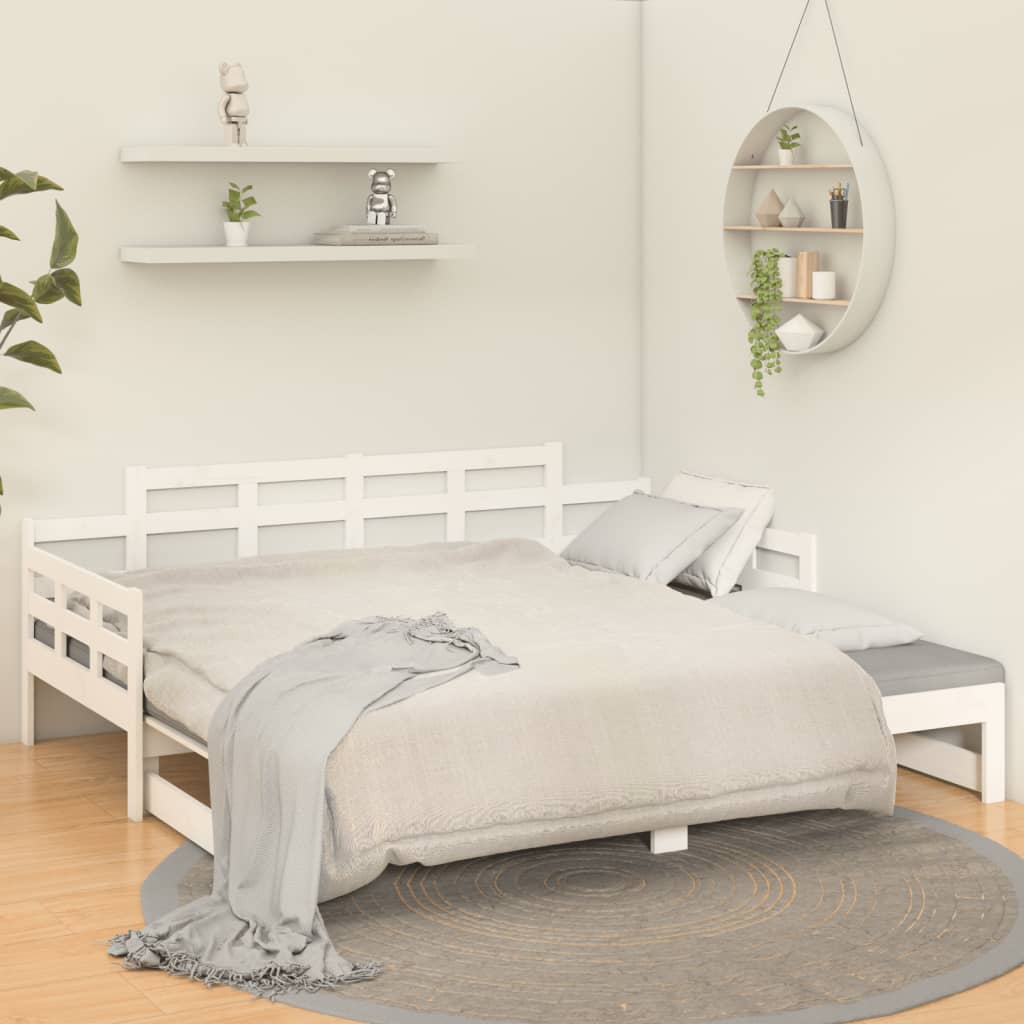 Dnevni ležaj na izvlačenje bijeli 2x(90x200)cm masivna borovina