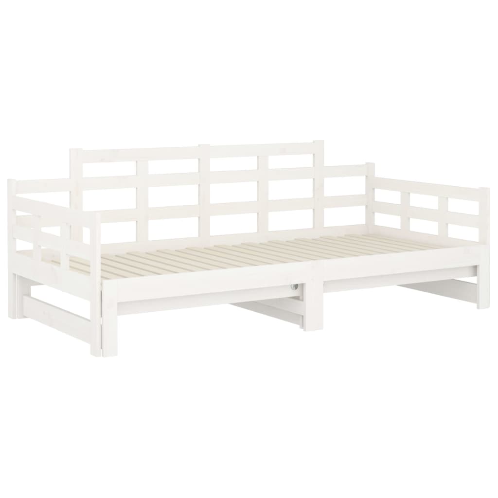 Dnevni ležaj na izvlačenje bijeli 2x(90x200)cm masivna borovina