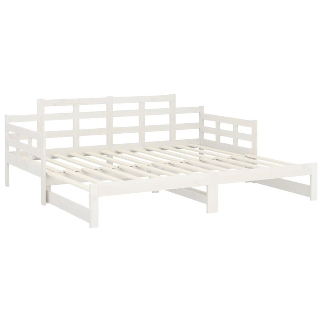 Dnevni ležaj na izvlačenje bijeli 2x(90x200)cm masivna borovina