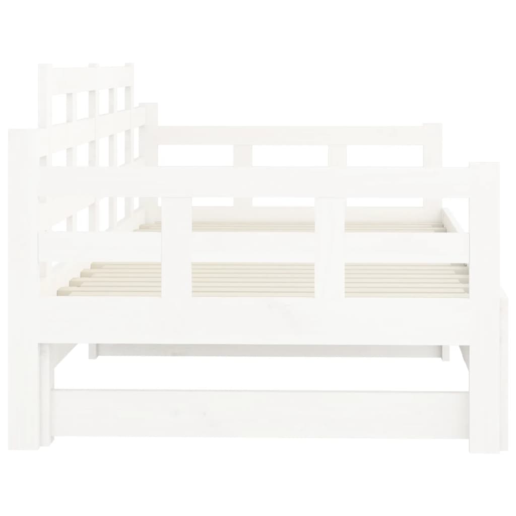 Dnevni ležaj na izvlačenje bijeli 2x(90x200)cm masivna borovina