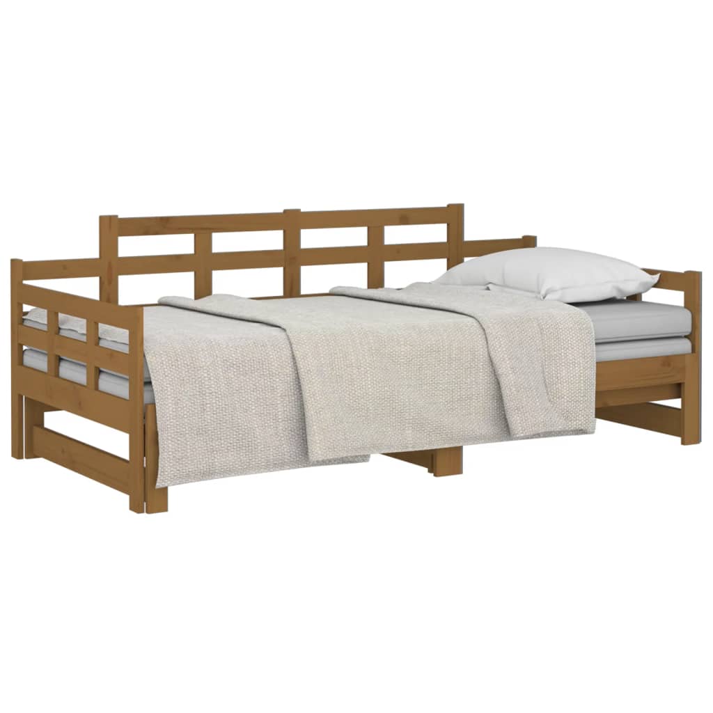 Dnevni ležaj na izvlačenje boja meda 2x(90x190) cm od borovine