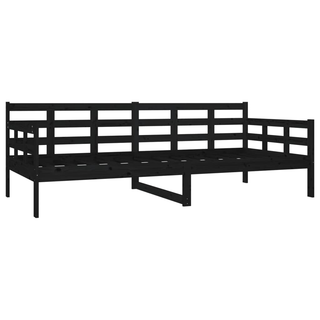 Dnevni ležaj od masivne borovine crni 90 x 200 cm