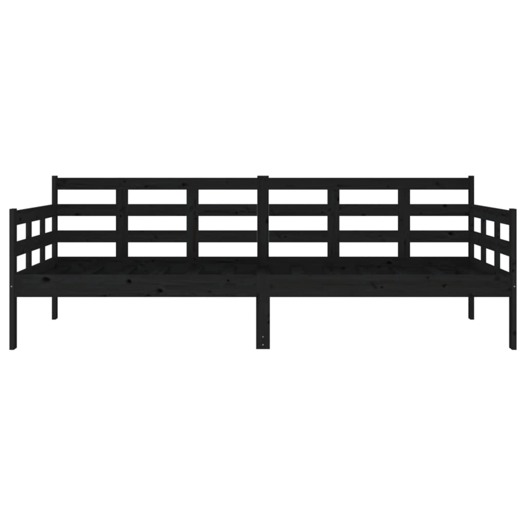 Dnevni ležaj od masivne borovine crni 90 x 200 cm