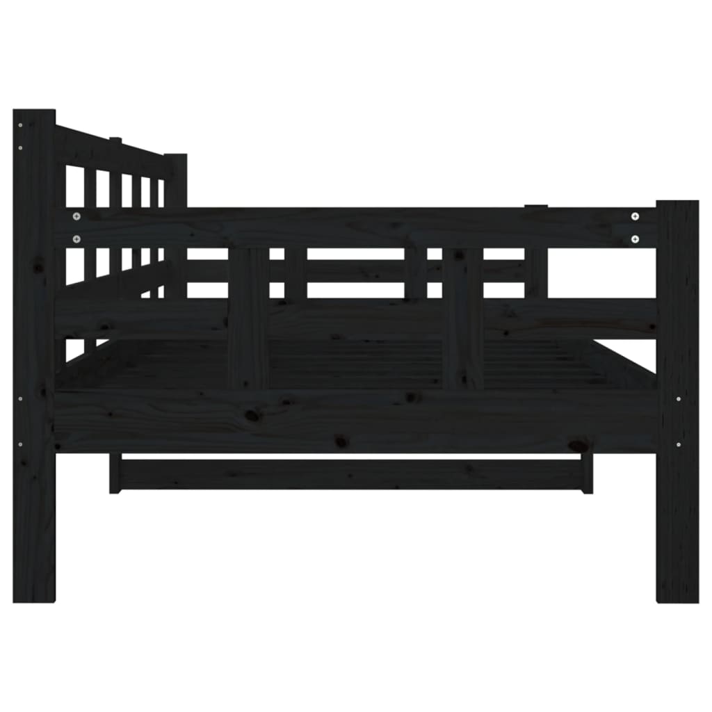 Dnevni ležaj od masivne borovine crni 90 x 200 cm