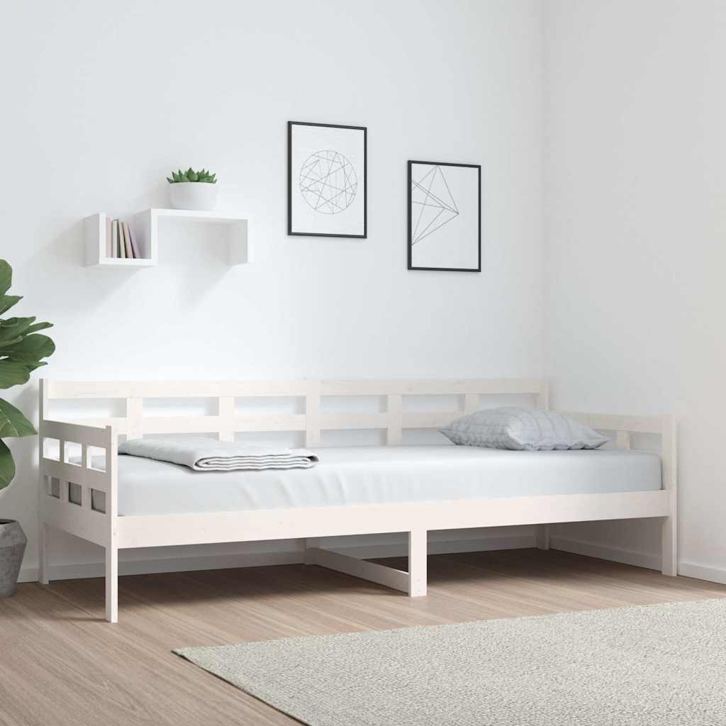 Dnevni ležaj bijeli 80 x 200 cm od masivne borovine