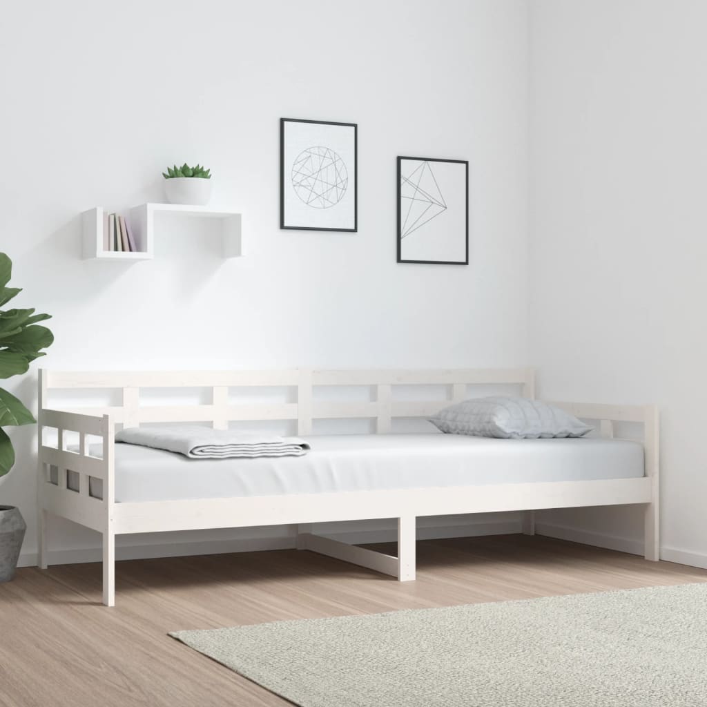 Dnevni ležaj bijeli 80 x 200 cm od masivne borovine