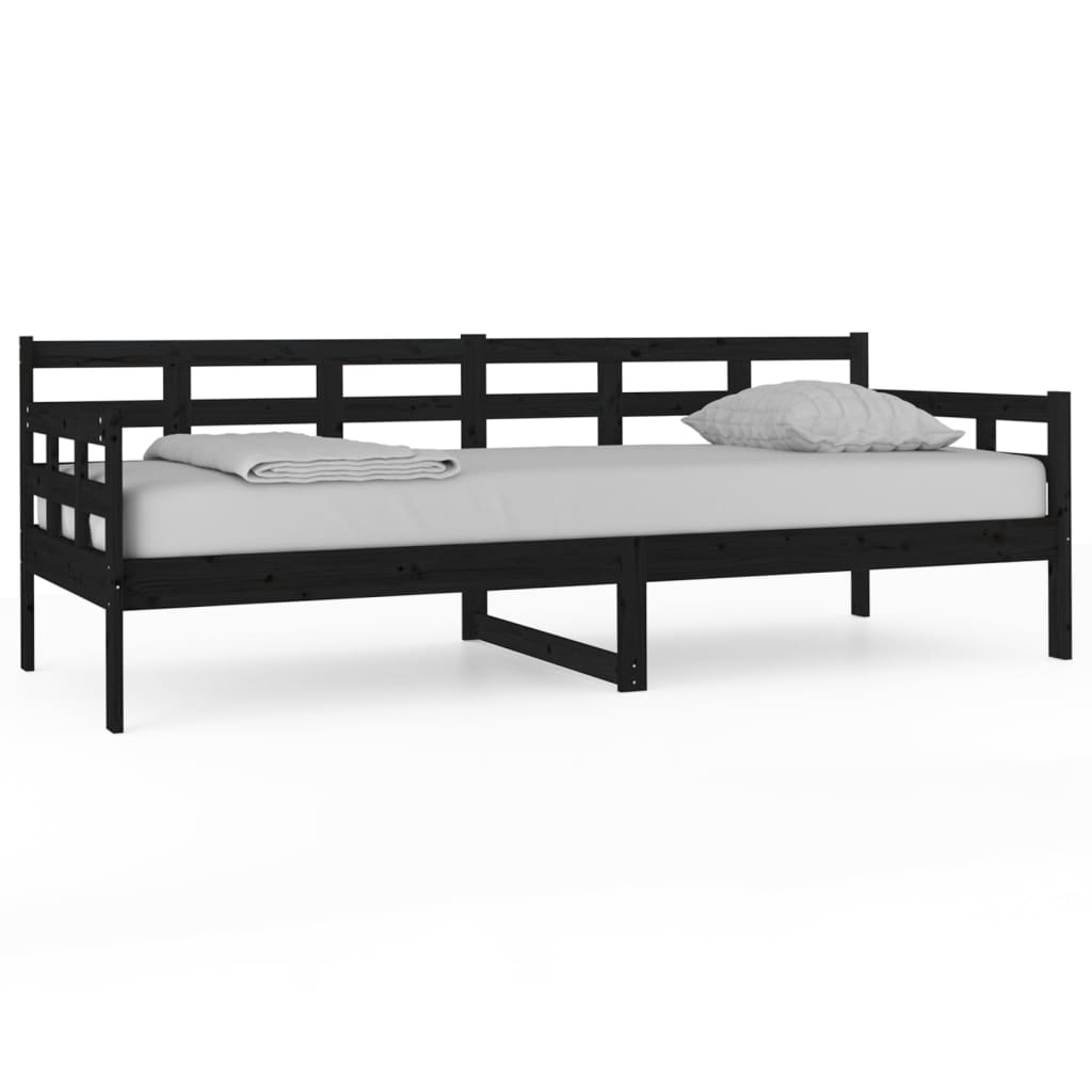 Dnevni ležaj od masivne borovine crni 80 x 200 cm