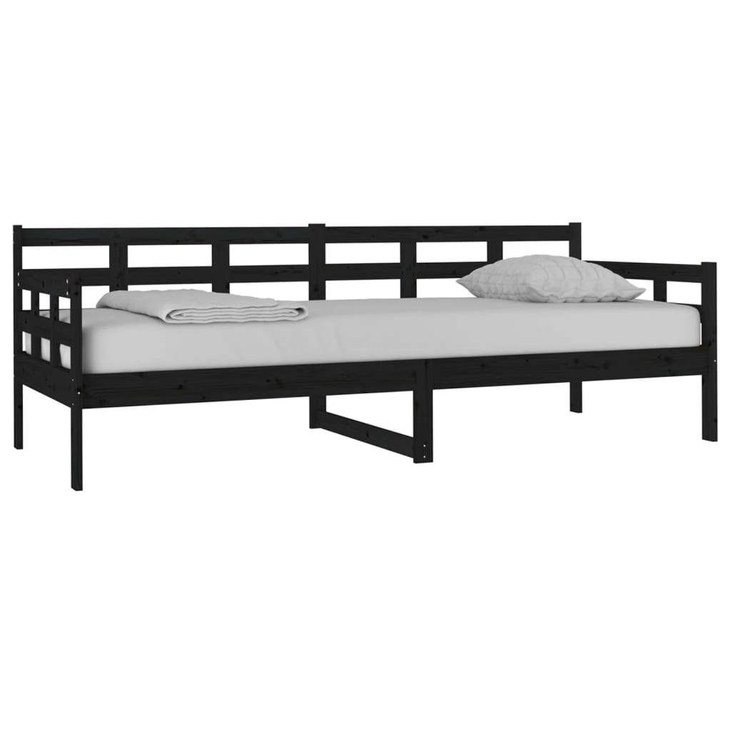 Dnevni ležaj od masivne borovine crni 80 x 200 cm