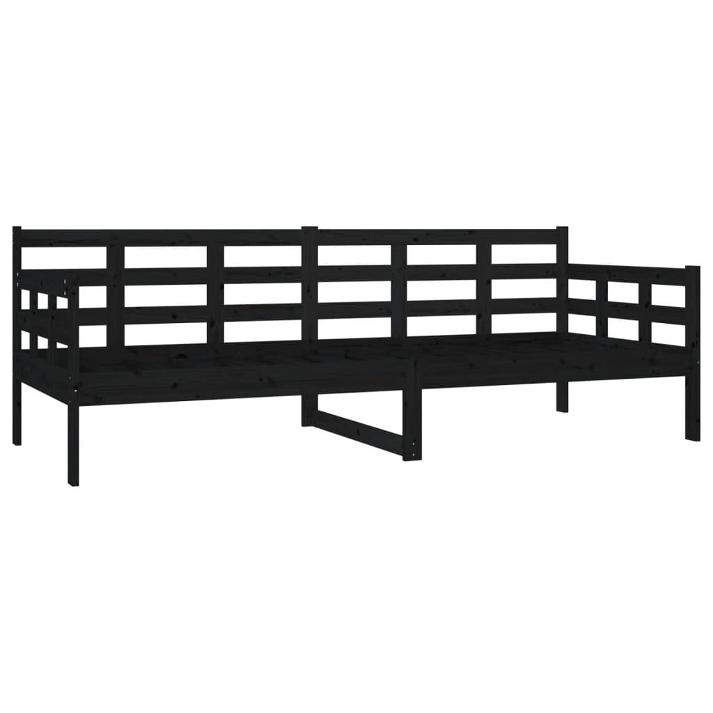 Dnevni ležaj od masivne borovine crni 80 x 200 cm