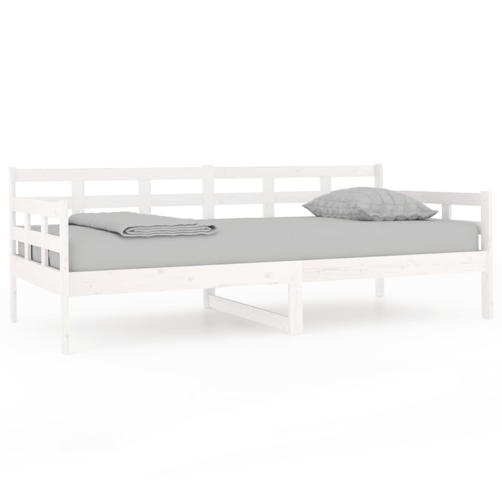 Dnevni ležaj bijeli od masivne borovine 90 x 190 cm