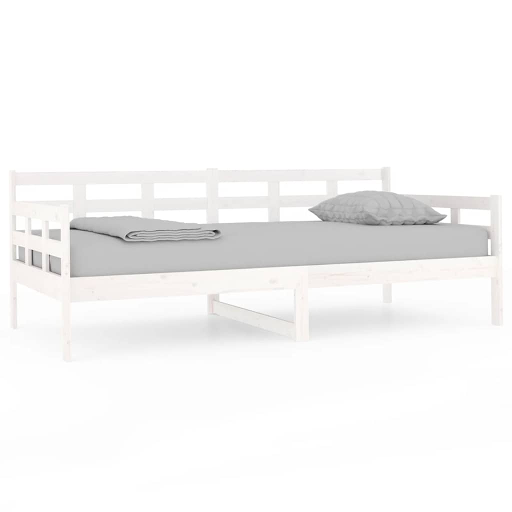 Dnevni ležaj bijeli od masivne borovine 90 x 190 cm