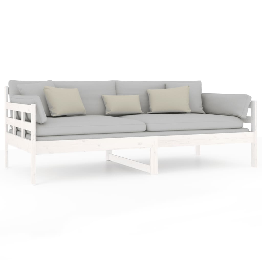 Dnevni ležaj bijeli od masivne borovine 90 x 190 cm
