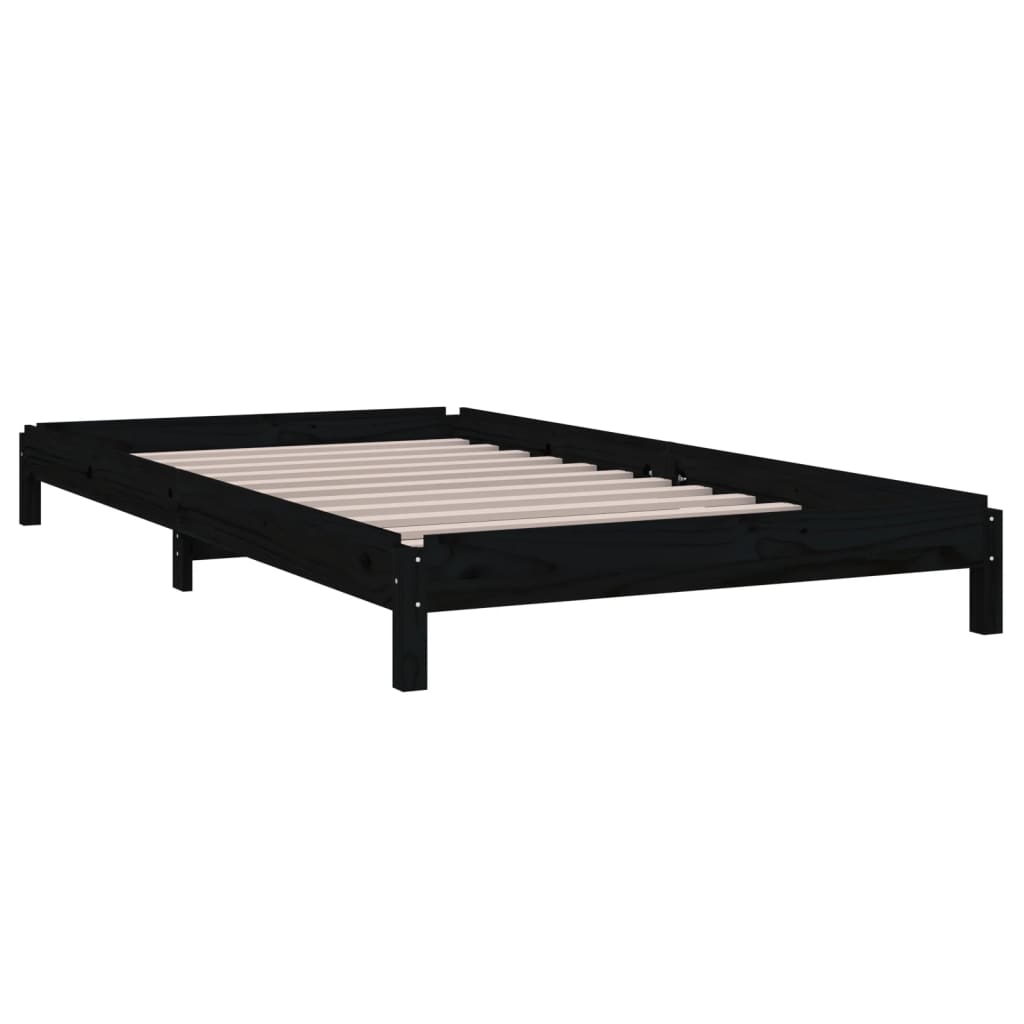 Složivi krevet crni 90x200 cm od masivne borovine
