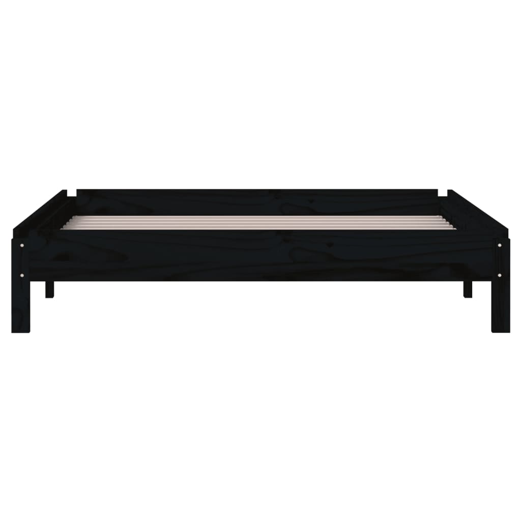 Složivi krevet crni 90x200 cm od masivne borovine