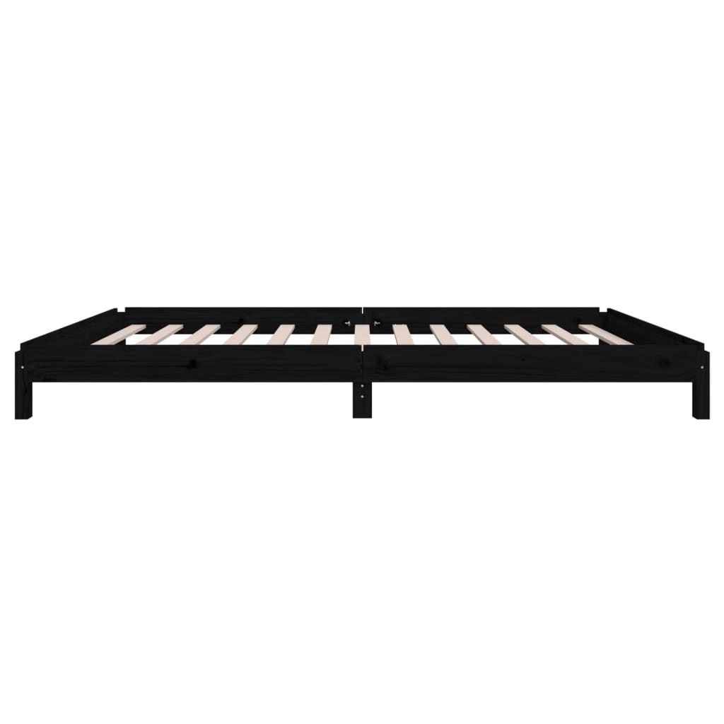 Složivi krevet crni 90x200 cm od masivne borovine