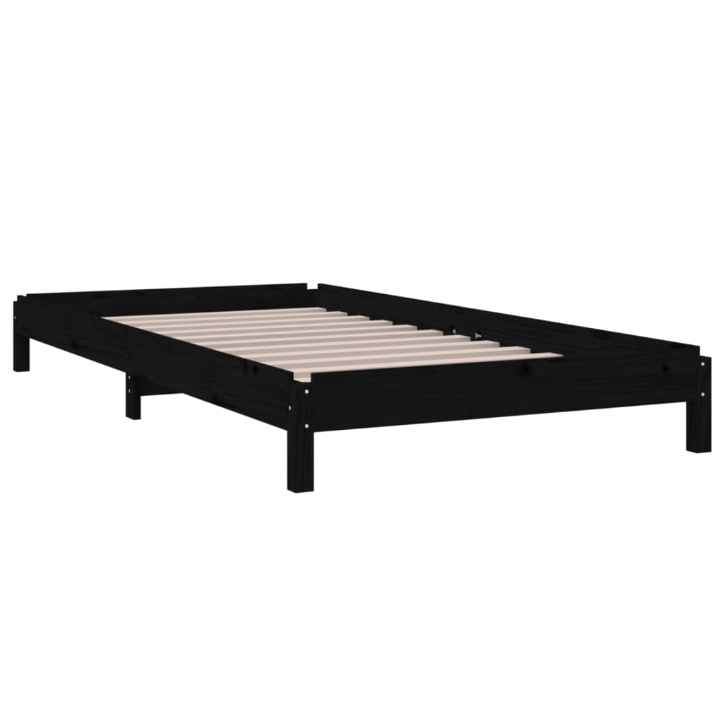 Složivi krevet crni 75 x 190 cm od masivne borovine