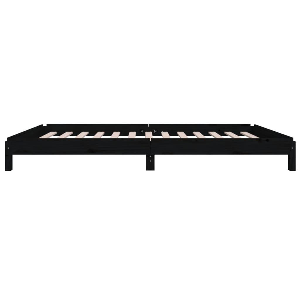 Složivi krevet crni 75 x 190 cm od masivne borovine