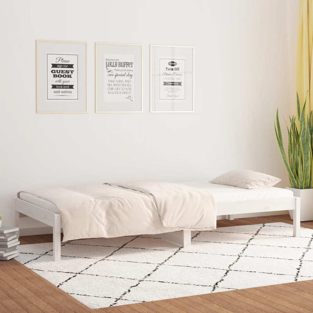 Dnevni krevet bez madraca bijeli 80 x 200 cm masivna borovina
