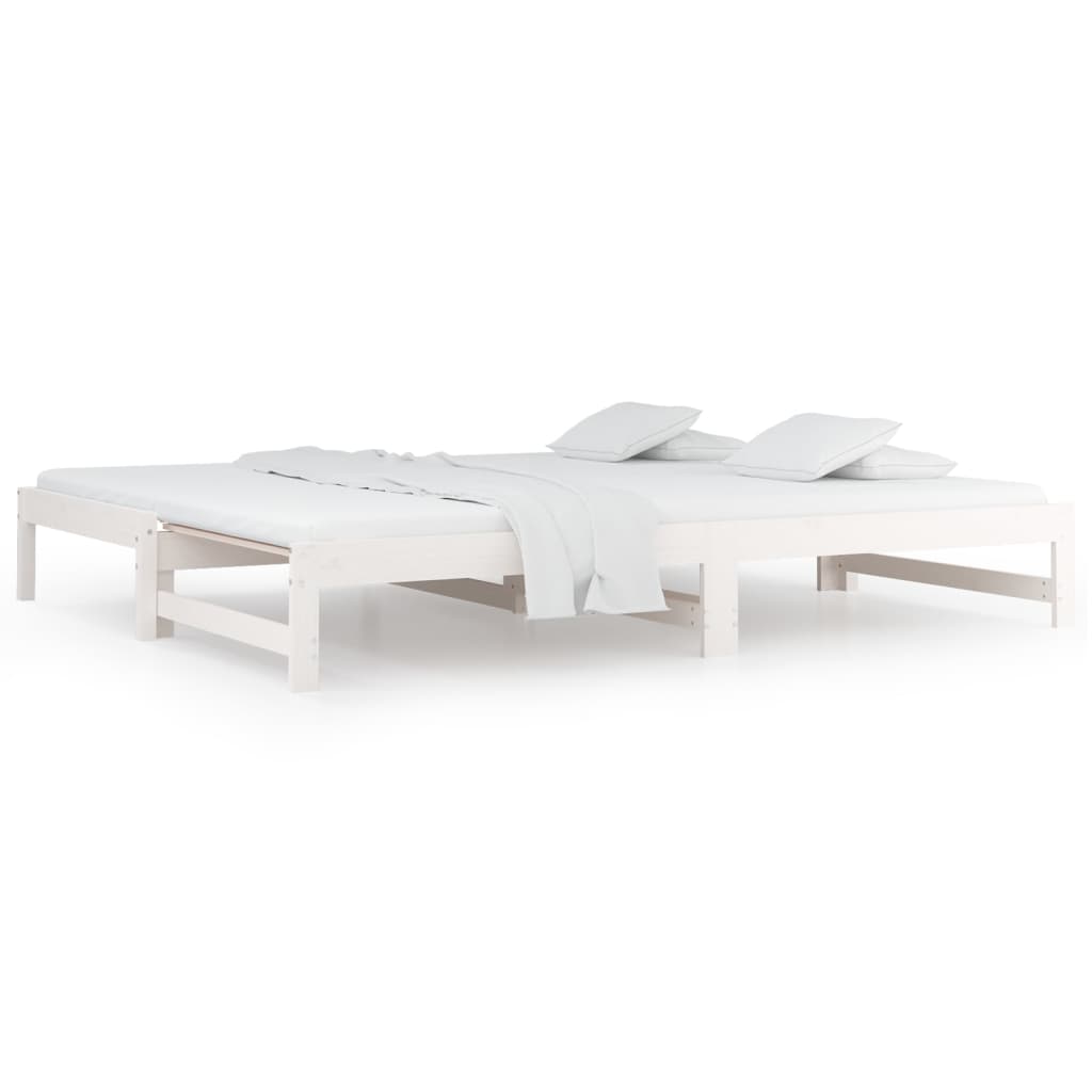 Dnevni ležaj na izvlačenje bijeli 2x(90x200)cm masivna borovina