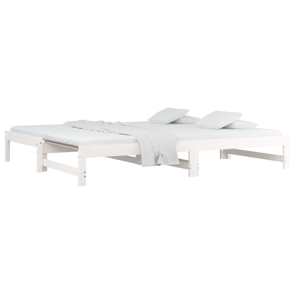 Dnevni ležaj na izvlačenje bijeli 2x(90x200)cm masivna borovina